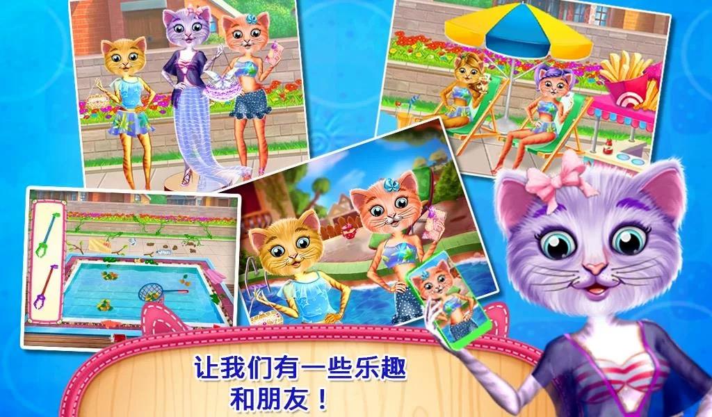 猫咪宝贝的泳池派对
